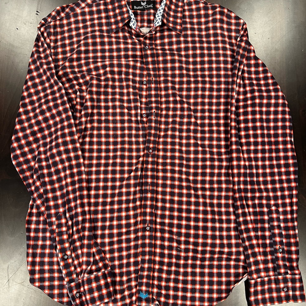 Butter Cloth Red and Black Casual Button Down Shirt